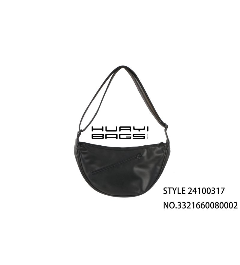 Black Leather Moon Bag